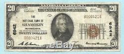 $20 National Currency 1929 Type 1 Ch#6942 National Bank, Shamokin, PA VF+