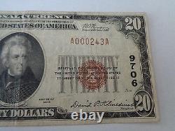 $20 National Currency Note Series 1929 Bank Of New York Low Serial Number