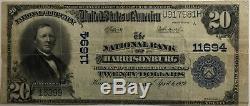 $20 Series of 1902 Harrisonburg VA, National Currency Bank Note Bill