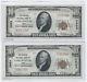 2x Consecutive $10 1929 Chillicothe Ohio Bank National Currency Notes Rare
