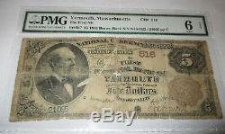 $5 1882 Yarmouth Massachusetts MA National Currency Bank Note Bill! Brown Back