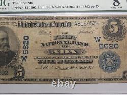 $5 1902 Ada Oklahoma OK National Currency Bank Note Bill Ch. #5620 VG8 PMG