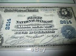 $5 1902 Albuquerque New Mexico NM National Currency Bank Note Bill! #2614 VF