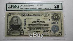 $5 1902 Anniston Alabama AL National Currency Bank Note Bill Ch. #4250 VF20 PMG