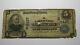 $5 1902 Callicoon New York Ny National Currency Bank Note Bill! Ch #9427 Rare
