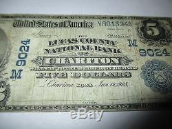 $5 1902 Chariton Iowa IA National Currency Bank Note Bill! Ch. #9024 Fine