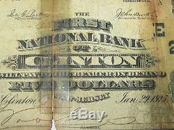 $5 1902 Clinton New Jersey NJ National Currency Bank Note Bill! Chart #2246