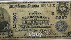 $5 1902 Columbia South Carolina National Currency Bank Note Bill #9687 PMG F12