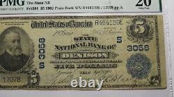 $5 1902 Denison Texas TX National Currency Bank Note Bill Ch. #3058 VF20 PMG