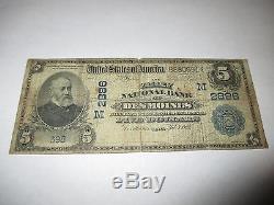 $5 1902 Des Moines Iowa IA National Currency Bank Note Bill! Ch. #2886 RARE