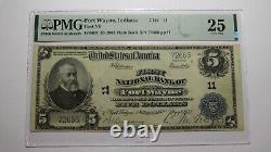 $5 1902 Fort Wayne Indiana IN National Currency Bank Note Bill Ch. #11 VF25 PMG