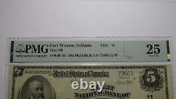 $5 1902 Fort Wayne Indiana IN National Currency Bank Note Bill Ch. #11 VF25 PMG