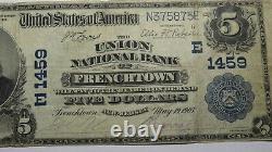 $5 1902 Frenchtown New Jersey NJ National Currency Bank Note Bill! Ch #1459 Fine