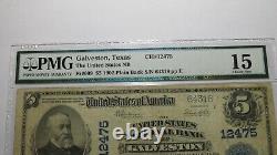 $5 1902 Galveston Texas TX National Currency Bank Note Bill! Ch. #12475 PMG F15