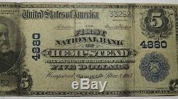 $5 1902 Hempstead New York NY National Currency Bank Note Bill! Ch. #4880 FINE