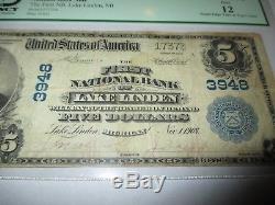 $5 1902 Lake Linden Michigan MI National Currency Bank Note Bill Ch. #3948 PCGS