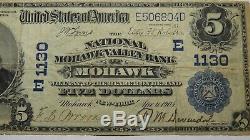 $5 1902 Mohawk New York NY National Currency Bank Note Bill! Ch. #1130 VF