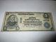 $5 1902 Mount Pulaski Illinois Il National Currency Bank Note Bill #3839 Fine Mt