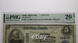 $5 1902 Nash Oklahoma OK National Currency Bank Note Bill Ch. #11306 VF20 PMG