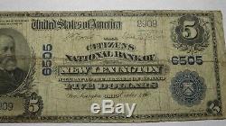 $5 1902 New Lexington Ohio OH National Currency Bank Note Bill! Ch. #6505 RARE