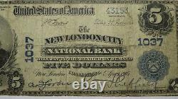 $5 1902 New London City Connecticut CT National Currency Bank Note Bill! #1037