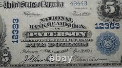 $5 1902 Paterson New Jersey NJ National Currency Bank Note Bill! Ch. #12383 VF+