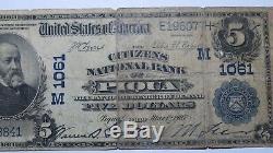 $5 1902 Piqua Ohio OH National Currency Bank Note Bill! Ch. #1061 RARE