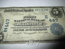$5 1902 Plainfield New Jersey NJ National Currency Bank Note Bill! Ch. #447 FINE