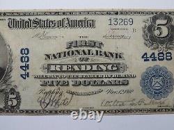 $5 1902 Reading Massachusetts MA National Currency Bank Note Bill Ch. #4488 VF+