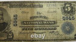 $5 1902 Ridgway Pennsylvania PA National Currency Bank Note Bill Ch. #5945 RARE