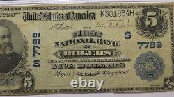 $5 1902 Rogers Arkansas AR National Currency Bank Note Bill Ch. #7789 VF20 PMG