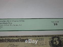 $5 1902 Salem New Jersey NJ National Currency Bank Note Bill! #1326 PCGS Graded
