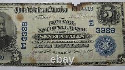 $5 1902 Seneca Falls New York NY National Currency Bank Note Bill Ch. #3329 RARE