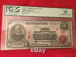 $5 1902 The First NB, New York NY Red Seal National Currency Bank Note Charter 29