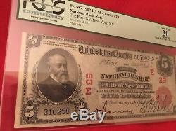 $5 1902 The First NB, New York NY Red Seal National Currency Bank Note Charter 29
