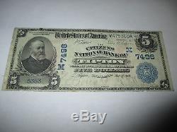 $5 1902 Tipton Indiana IN National Currency Bank Note Bill! Ch #7496 Fine