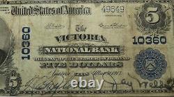 $5 1902 Victoria Texas TX National Currency Bank Note Bill! Ch. #10360 RARE