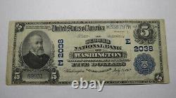 $5 1902 Washington D. C. National Currency Bank Note Bill #2038 District Columbia