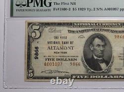 $5 1929 Altamont New York NY National Currency Bank Note Bill Ch. #9866 VF30