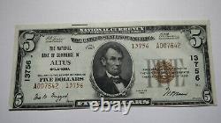 $5 1929 Altus Oklahoma OK National Currency Bank Note Bill! #13756 Uncirculated