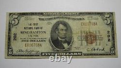 $5 1929 Binghamton New York NY National Currency Bank Note Bill! Ch. #202 RARE