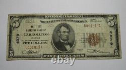$5 1929 Carrollton Missouri MO National Currency Bank Note Bill Ch. #4079 RARE
