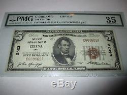 $5 1929 Celina Ohio OH National Currency Bank Note Bill Ch. #5523 VF 35! PMG