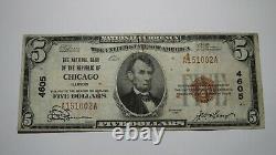 $5 1929 Chicago Illinois IL National Currency Bank Note Bill Ch. #4606 RARE
