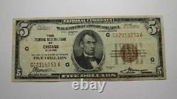 $5 1929 Chicago Illinois National Currency Note Federal Reserve Bank Note Fine+