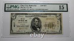 $5 1929 Clay City Kentucky KY National Currency Bank Note Bill Ch #4217 F15 PMG