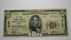 $5 1929 Collinsville Illinois IL National Currency Bank Note Bill! Ch. #6125 VF