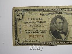 $5 1929 Dayton Ohio OH National Currency Bank Note Bill Charter #2678