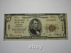 $5 1929 Derby Connecticut CT National Currency Bank Note Bill #1098 Birmingham