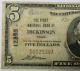 $5 1929 Dickinson Texas Ty 1 Charter 12855 National Currency Bank Note #18344f